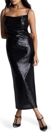 Kenneth Cole Sequin Cowl Neck Midi Slipdress in Black at Nordstrom Rack, Size X-Large