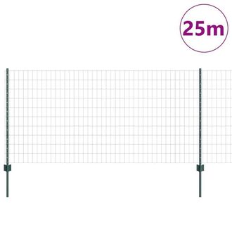 Berkfield Home Green Euro Fence with 11 U Posts Green 1x25 m Steel