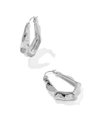 Kendra Scott Womens Adriana Scallop Frame Hoop Earrings In Silver