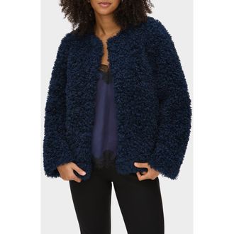 Aligne Francine Faux Shearling Jacket in Navy at Nordstrom, Size X-Small