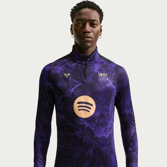 Nike Mens Nike FC Barcelona Strike Away Kobe Dri-FIT Soccer Knit Pre-Match Drill Top in Purple | IQ1300-505