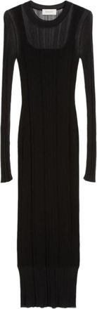 Sportmax Caro Knit Dress - Dames - Casual kleedjes - Zwart - L - Leer - Kleedjes