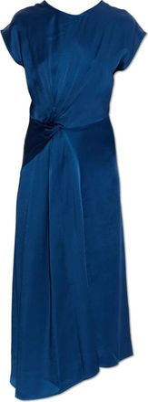 Victoria Beckham Asymmetrische Gedrapeerde Jurk - Dames - Casual kleedjes - Blauw - 2XS - Satijn - Kleedjes