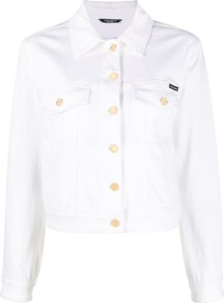Dolce & Gabbana logo-appliqué denim jacket - women - Cotton/Spandex/Elastane - 48 - White