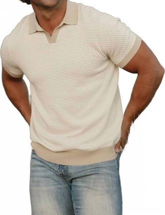 The Normal Brand Robles Knit Jacquard Polo In Ivory