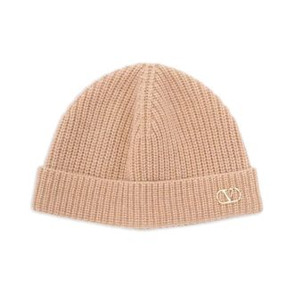 Valentino Garavani Beanies, male, Beige, Size: ONE SIZE VLogo Signature Knitted Beanie