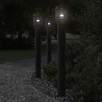 vidaXL L&aacute;mparas De Suelo Exterior 3 Uds Acero Inoxidable Negro 110 Cm Vidaxl
