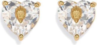 Kurt Geiger Crystal Heart Stud Earrings in Gold/Crystal at Nordstrom