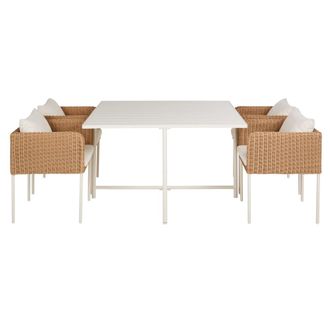 Maisons du monde Conjunto de exterior encajable de mesa y 4 sillones en resina y acero