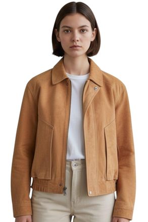 Infinity Leather Womens Tan Leather Biker Blouson Bomber Oversized Jacket - Sibiu