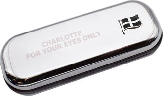 Generic Personalised Chromed Glasses Case with Cornwall County England Wave Flag Design, 15.5 x 5.4 x 3.4 cm