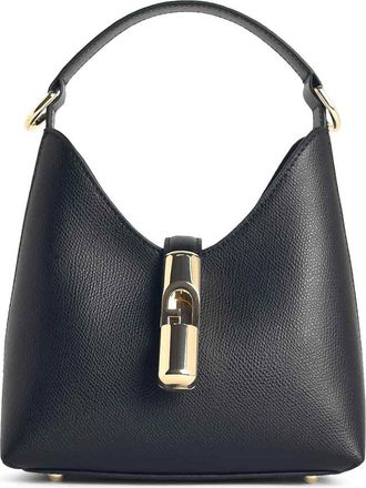 Furla Hobo Iride Mini Bag In Black Leather