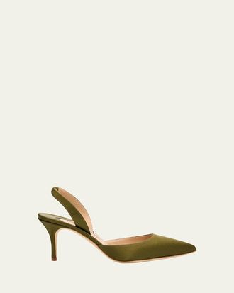Manolo Blahnik 70mm Carolyne Satin Slingback Pumps