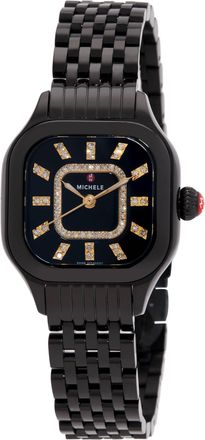 Michele Meggie Noir Diamond Dial Quartz Ladies Watch MWW33B000019
