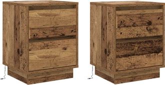 vidaXL Armario de Noche con cajón 2 pcs Madera Vieja 39 x 34.5 x 50 cm vidaXL