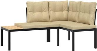 vidaXL Vidaxl - Bancos jardín y cojines 2 pzas acero recubrimiento polvo negro