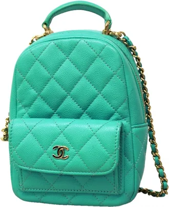 Chanel Blue Grained Calfskin Backpack (Pre-Owned)