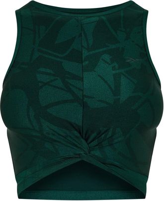 Reebok Slanke yogatanktop met bladerenprint voor dames (Bosgroen)