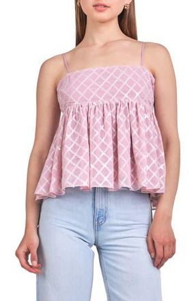 endless rose Sequin Embroidered Babydoll Top in Pink at Nordstrom Rack, Size X-Small