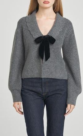 Wayf Sloane Bow Cardigan in Charcoal at Nordstrom Rack, Size Large