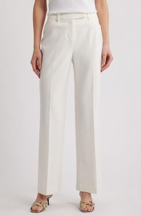Tahari by ASL Bird Eye Straight Leg Pants in White at Nordstrom, Size 10