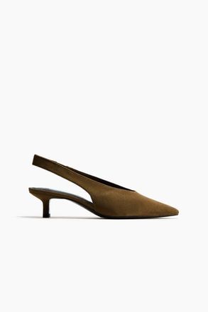 H&M Kitten-heeled Slingbacks in Dark Khaki Green at Nordstrom, Size 5