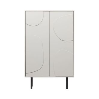 Woood Aparador alto de 2 puertas de madera h135cm - greige