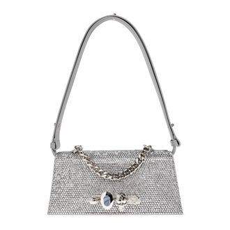 Alexander McQueen Tassen, Dames, Grijs, ONE Size, Leer, Jewelled Bag