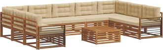 vidaXL Conjunto De Sof&aacute;s De Exterior 10 Uds. Natural Y Beige Vidaxl