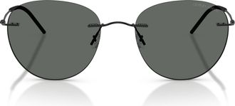 Giorgio Armani Black 0ar6182 Rimless Round Sunglasses
