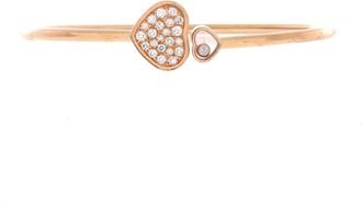Chopard Happy Diamonds Heart Cuff Bracelet 18K Rose Gold with Pave Diamonds and 1 Floating Diamond