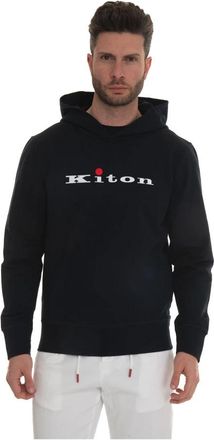 Kiton Maxi Logo Hoodie van Katoen - Heren - Hoodies - Blauw - M - Katoen - Hoodies & sweatvesten