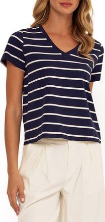 Threads 4 Thought Maxine Stripe V-Neck Top in Stargazer/White at Nordstrom, Size Xx-Large