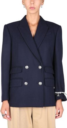 Alexander McQueen Navy Blue Notched Lapel Blazer