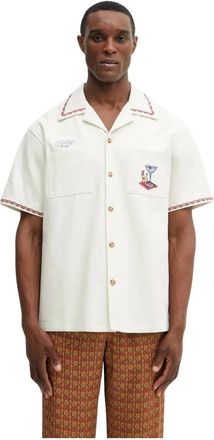 Dr&ocirc;le de Monsieur Cocktail Shirt - Heren - Korte mouwen Overhemden - Beige - M - Katoen - Overhemden