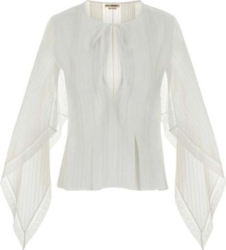 J.W.Anderson Top met gedrapeerde mouwen - Dames - Blouses & Shirts - Wit - Maat: 2XS Katoen