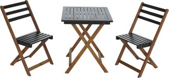 Hhg [nunca Usado] Conjunto Hhg-724, Conjunto De Sal&oacute;n Para Jard&iacute;n Con 2 Sillas Y Mesa, Madera De Acacia Plegable, Verde Natural