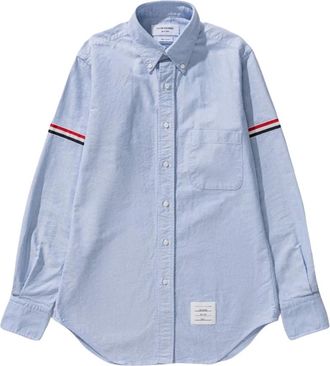 Thom Browne Overhemden, Heren, Blauw, 2Xl, Katoen, Oxford Armbands Classic Shirt