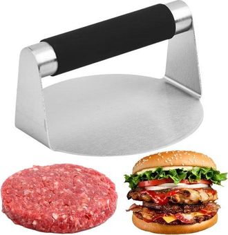 OEM Prensa Redonda De Acero Inoxidable Para Hamburguesas, S&aacute;ndwiches Y Barbacoas, Incluye Mango De Silicona