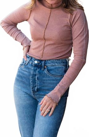 Bloomingdale's Seamed Funnel Neck Long Sleeve Top In Bittersweet
