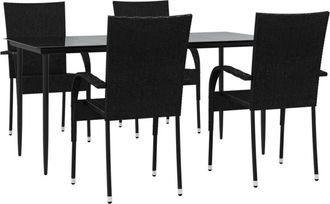 vidaXL Juego De Comedor De Jard&iacute;n 5 Piezas Rat&aacute;n Sint&eacute;tico Negro Vidaxl