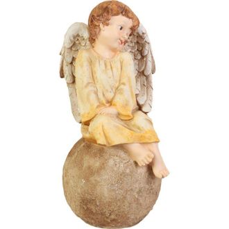 OEM &Aacute;ngel De La Guarda Sobre Una Esfera - Figura Decorativa Color Crema De 47 Cm, Resistente A La Intemperie