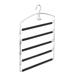 Relaxdays 8 Perchas Multiusos Para Pantalones Y Vestidos, Ahorran Espacio, Metal Acolchado, 44,5 X 37 X 2,7 Cm, Plata/negro