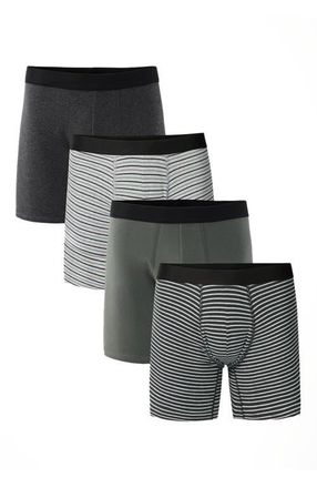 Pact Organic Cotton Everyday Extended Boxer Brief 4-Pack in Midnight Harbor at Nordstrom, Size X-Large