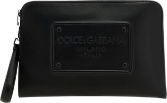 Dolce & Gabbana Bags, male, Black, ONE SIZE, Leather Clutch Briefcase