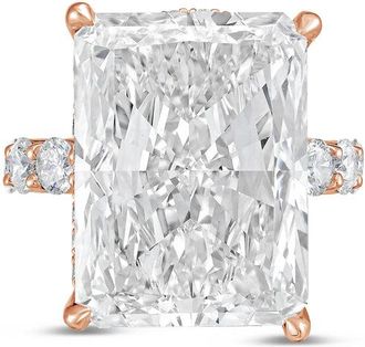 Diana M. Jewels 18kt rose gold 15ct lab grown Radiant Diamond Ring with Pav&eacute; Round Band