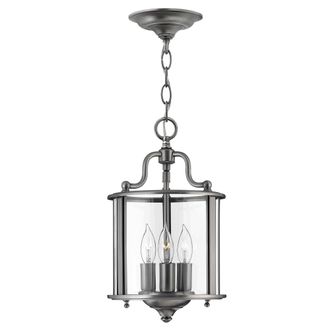 Netlighting Gentry 3 Light Small Ceiling Lantern Pendant Pewter E14 in Grey