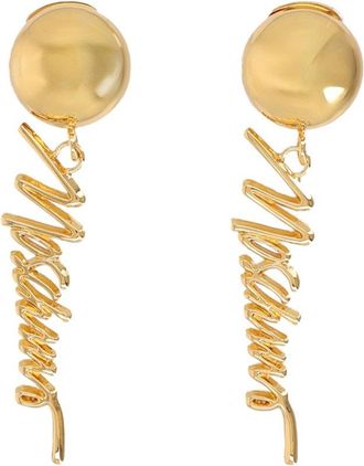 Moschino Script Logo Dangling Charm Earrings
