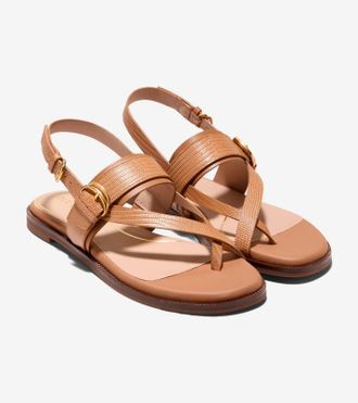 Cole Haan Womens Cole Haan Anica Lux Buckle W30980 Sandals Brown Leather Thong VER1125