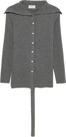 System Ribbed-knit Sailor-collar Cardigan